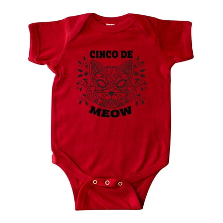 

Inktastic Cinco De Meow with Cat Sugar Skull and Flowers Gift Baby Boy or Baby Girl Bodysuit