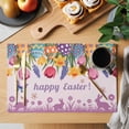 thumbnail image 2 of Happy Easter Placemats Set of 8, Spring Floral Eggs Butterfly Rabbits Purple Background Non-Slip Place Mats Washable Table Mats for Kitchen Dining Table Decorations Indoor/Outdoor, 2 of 9