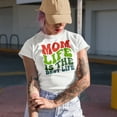 thumbnail image 2 of Mom Life Is the Best Life, Groovy Retro Wavy Text Merch Gift, Tan T-Shirt, Large, 2 of 5