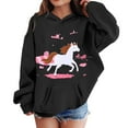thumbnail image 4 of LIIPEE Girls Hoodies Cartoon Horse Printed Long Sleeve Pullover Hooded Sweatshirt With Pocktes Youth Classic Outdoor Sweatshirts,Black,2-3 Years, 4 of 4