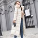 thumbnail image 1 of Chaqueta larga de algodón con cordones para mujer, chaqueta de algodón con cuello de piel grande, gruesa y cálida, con capucha, de color liso, por encima de la rodilla, 1 of 6