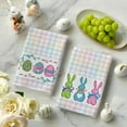thumbnail image 3 of Colorful Stripe Rabbit Bunny Eggs Easter Kitchen Towels Dish Towels, 18x26 Inch Spring Decoration Hand Towels Set of 2, 3 of 6