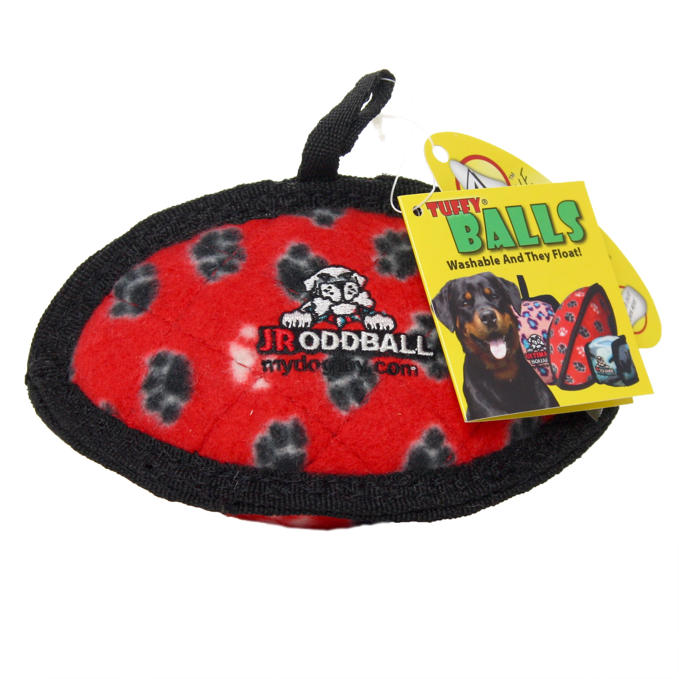 Tuffy Jr Odd Ball Red Paw Durable Plush Dog Toy
