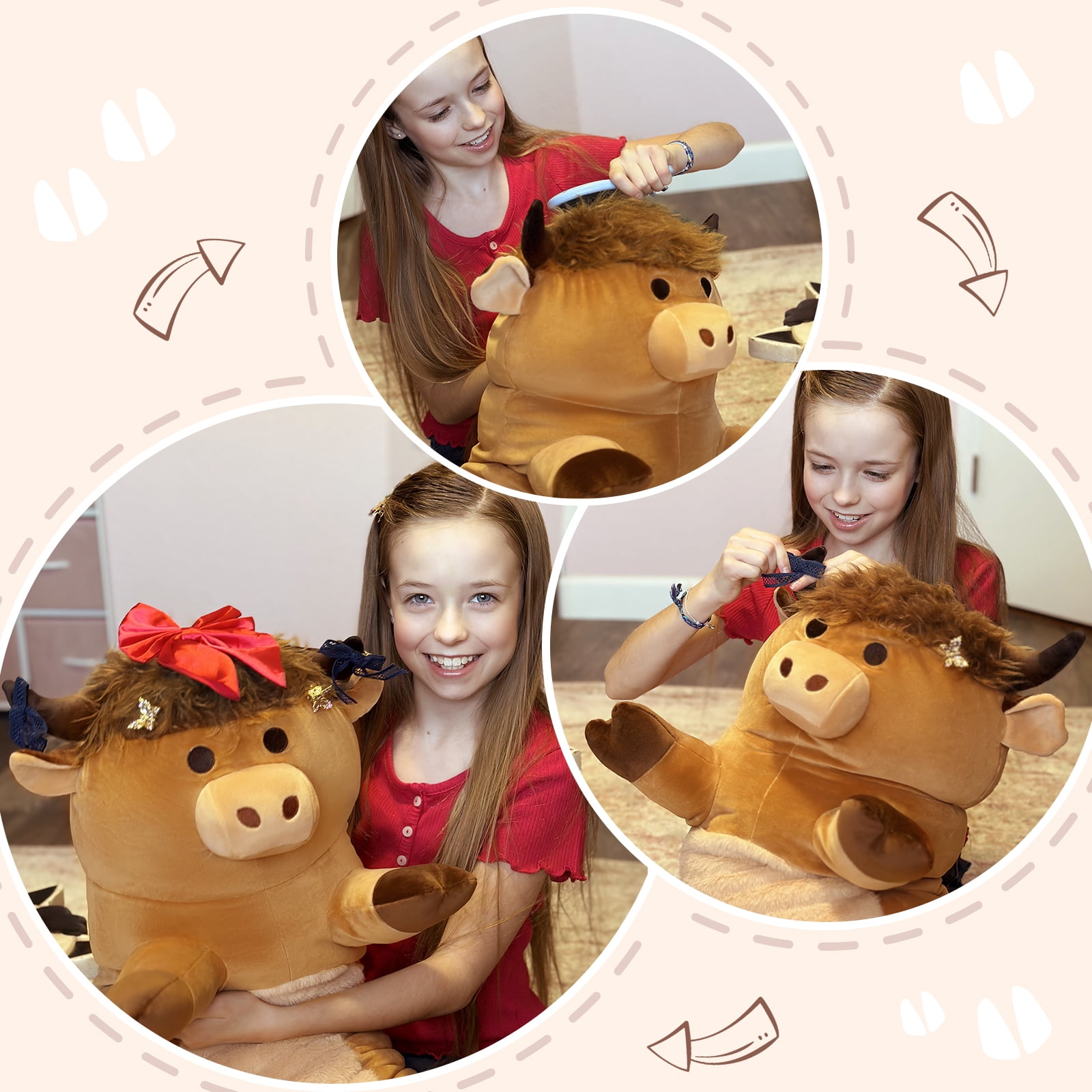 MorisMos 43" Cute Highland Cow Stuffed Animal,Soft Long Highland Cow Plush Pillow