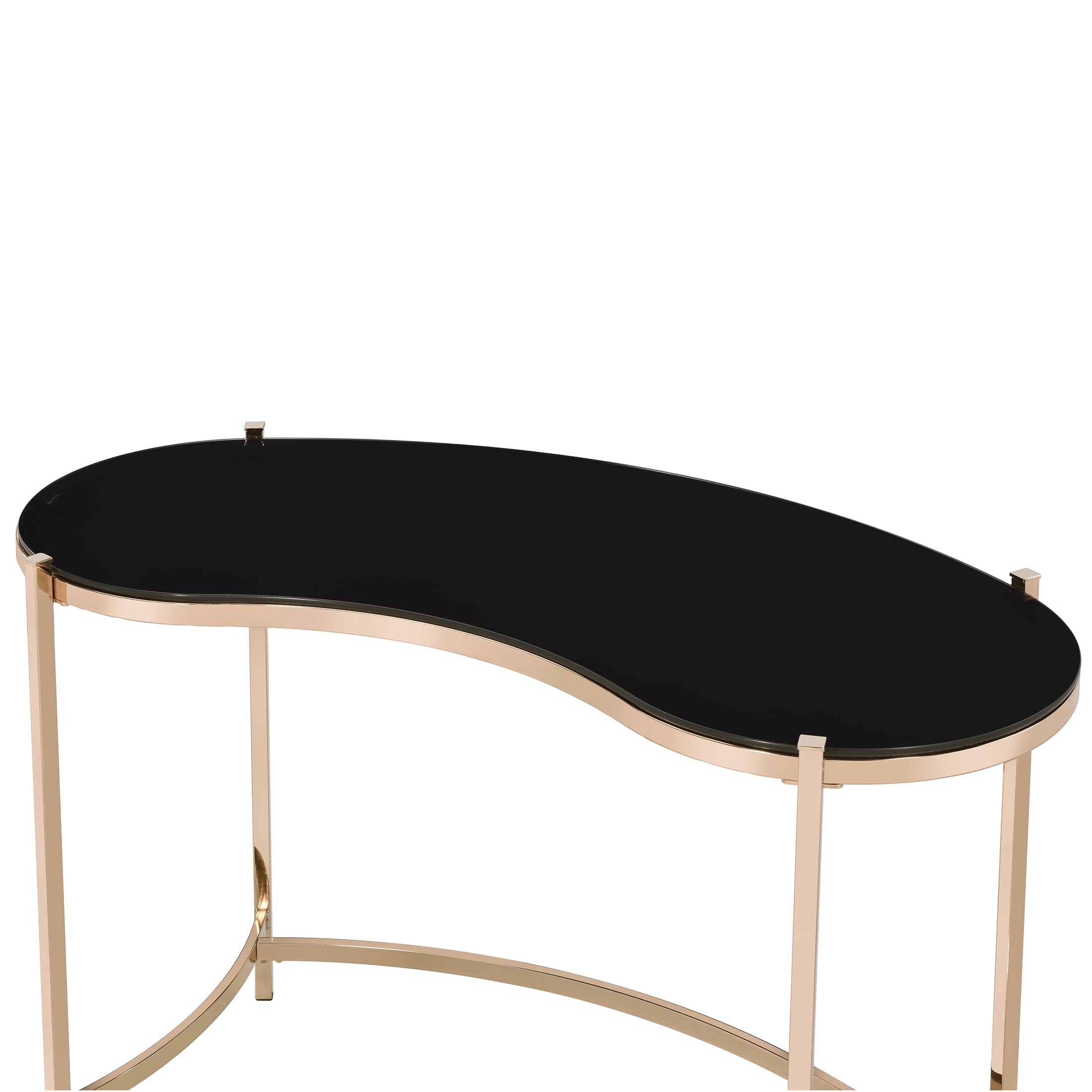 Furniture of America Harper Glass Top Desk with Metal Frame, Gold