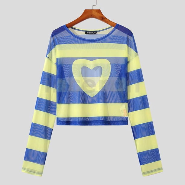 Camiseta De Manga Larga Con Estampado De Moda Para Hombres INCERUN Voz De Amor Real Cavando En El Pecho Gao Jiahui unisex