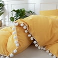 thumbnail image 4 of Move Over Yellow Pillowcases Queen, Boho Pillow Cover Set of 2, Washed Microfiber White Pom Fringe Pattern, 3 Pack, 4 of 7