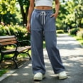 thumbnail image 5 of Costeam Womens Color Stitch Wide Leg Sweatpants Solid Patchwork Panel Casual Trousers Elastic Drawstring Waist Pants with Side Pockets Soft Knit Loungewear Bottoms, 5 of 8