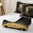 thumbnail image 4 of Castle Fairy Kawaii Animal Raccoon Twin Quilt Set,Vintage Gold Floral Starry Sky Twin Coverlet Set,Black Cream, 4 of 7