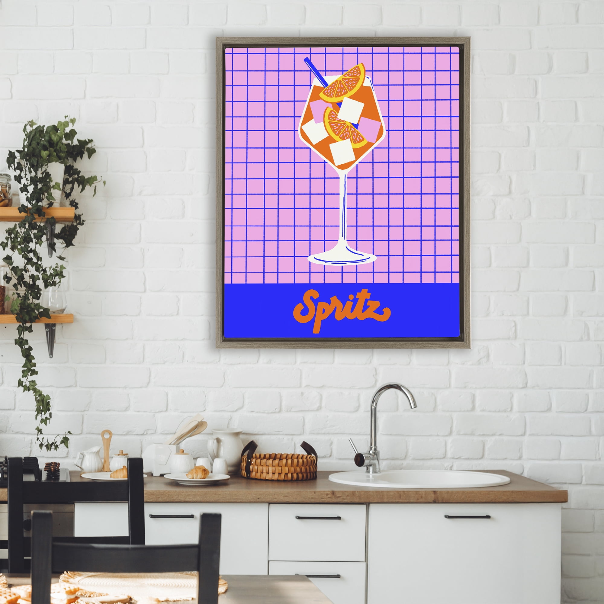 Stupell Industries Colorful Summer Spritz Drink Brown Framed Floater Canvas Wall Art, design by Indira Prieto | IndySign