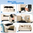 thumbnail image 5 of DWVO 60" Loveseat Sofa, Modern Comfort Sofa with Back Cushions & Side Pockets, Fabric 2 Seater Couch for Living Room, Bedroom and Small Space, Beige, 5 of 10