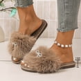 thumbnail image 6 of uublik Women's Fuzzy Slippers Cute Bow House Slippers for Women Soft Cozy Indoor Outdoor Lightweight House Shoes, Khaki, 6 of 7