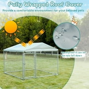 MEETWARM Large Outdoor Dog Kennel Heavy Duty Dog Cage Playpen Galvanized Steel Pet Fence with Fully Enclosed Waterproof UV-Resistant Cover Roof, Stainless Steel Zip Ties and Secure Lock