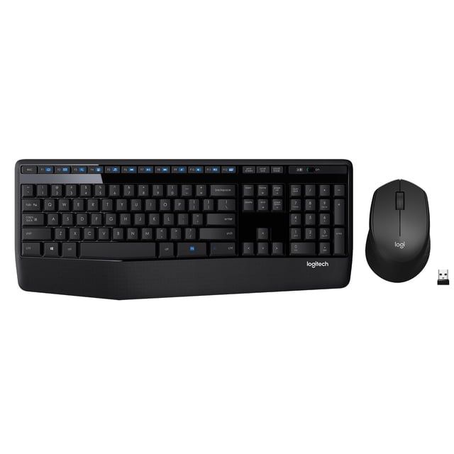 Logitech MK345 Wireless Combo Full-Sized Keyboard with Palm Rest and Comfortable Right-Handed Mouse, 2.4 GHz Wireless USB Receiver, Compati