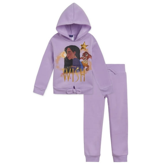 Disney Wish Asha Star Little Girls Fleece Pullover Hoodie and Jogger Pants Set Little Kid to Big Kid