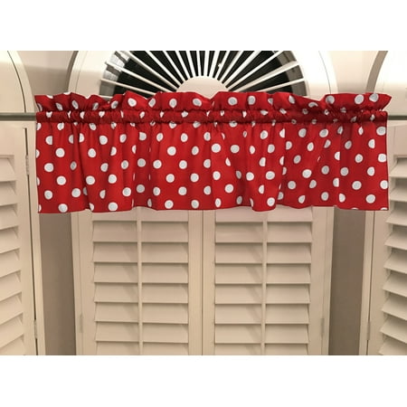 Cotton Polka Dots Window Valance 58 Wide White On Red Walmart Com