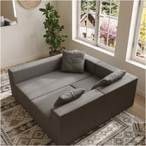 JERFIT 4-Seater Modular Sectional Sofa with Ottoman, L-Shaped Corduroy Couch for Living Room, Deep Seat Cloud Sofa, No Assembly Required, Grey