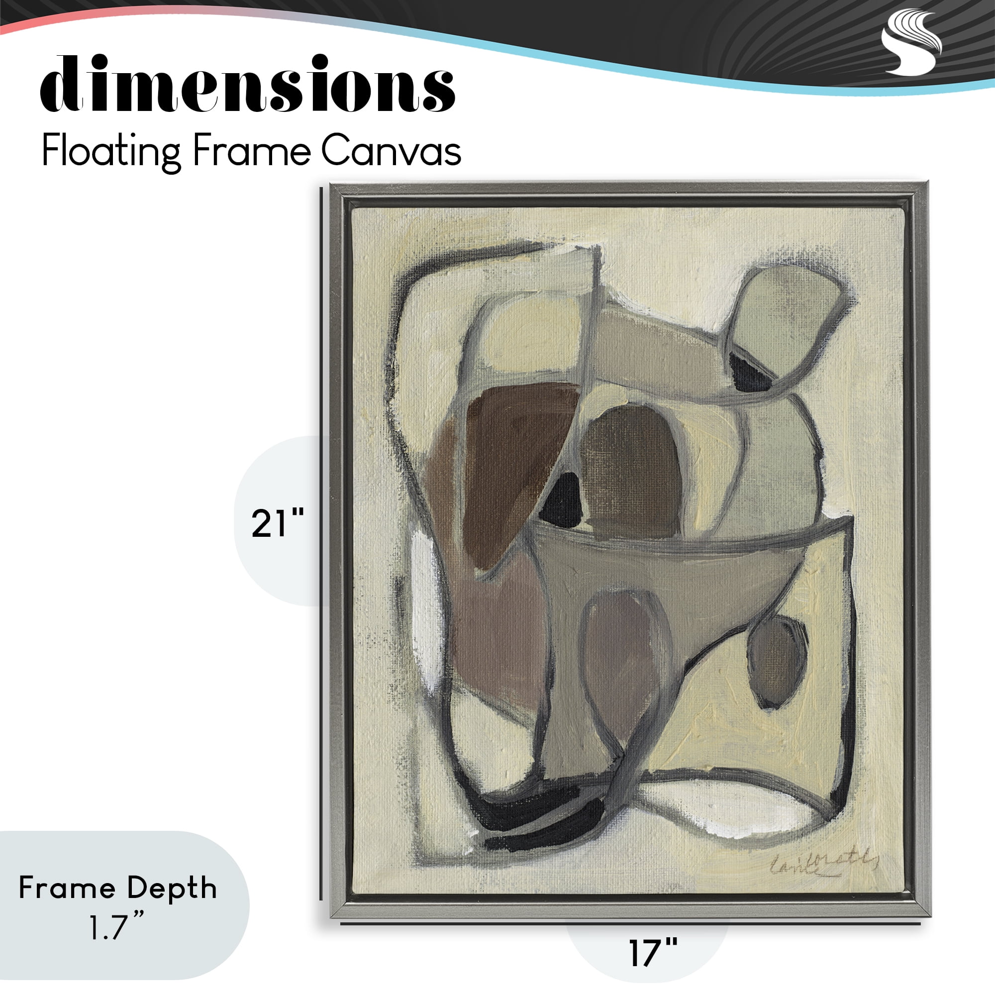 Stupell Industries Rustic Curved Shapes Abstract Gray Framed Floater Canvas Wall Art, design by Lanie Loreth