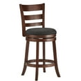 thumbnail image 2 of Weston Home Dark Cherry Ladder Back Swivel Counter Height Stool, Dark Grey Linen, 2 of 2