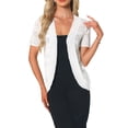 thumbnail image 2 of INSPIRE CHIC Shrugs for Women 2026 Summer Lightweight Short Sleeve Sheer Bolero Shrug Top Crochet Open Front Cardigan XL White, 2 of 6