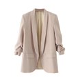 thumbnail image 1 of TRAF-Chaqueta abierta para mujer, abrigo Vintage de manga larga plisada con bolsillos y solapa, prendas de vestir exteriores elegantes, 1 of 5