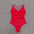 thumbnail image 6 of ZZwxWA One Piece Swimsuit Women Double Strap Ruched Bathing Suit Sexy Deep V Neck Belly Control Swimwear 2025, 6 of 6