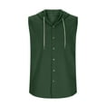 thumbnail image 6 of FRSASU Mens Cotton Linen Hoodies Lightweight Sleeveless Button Down Shirts Casual Hawaiian Beach Yoga Tank Tops Shirts with Pocket Green, 6 of 6