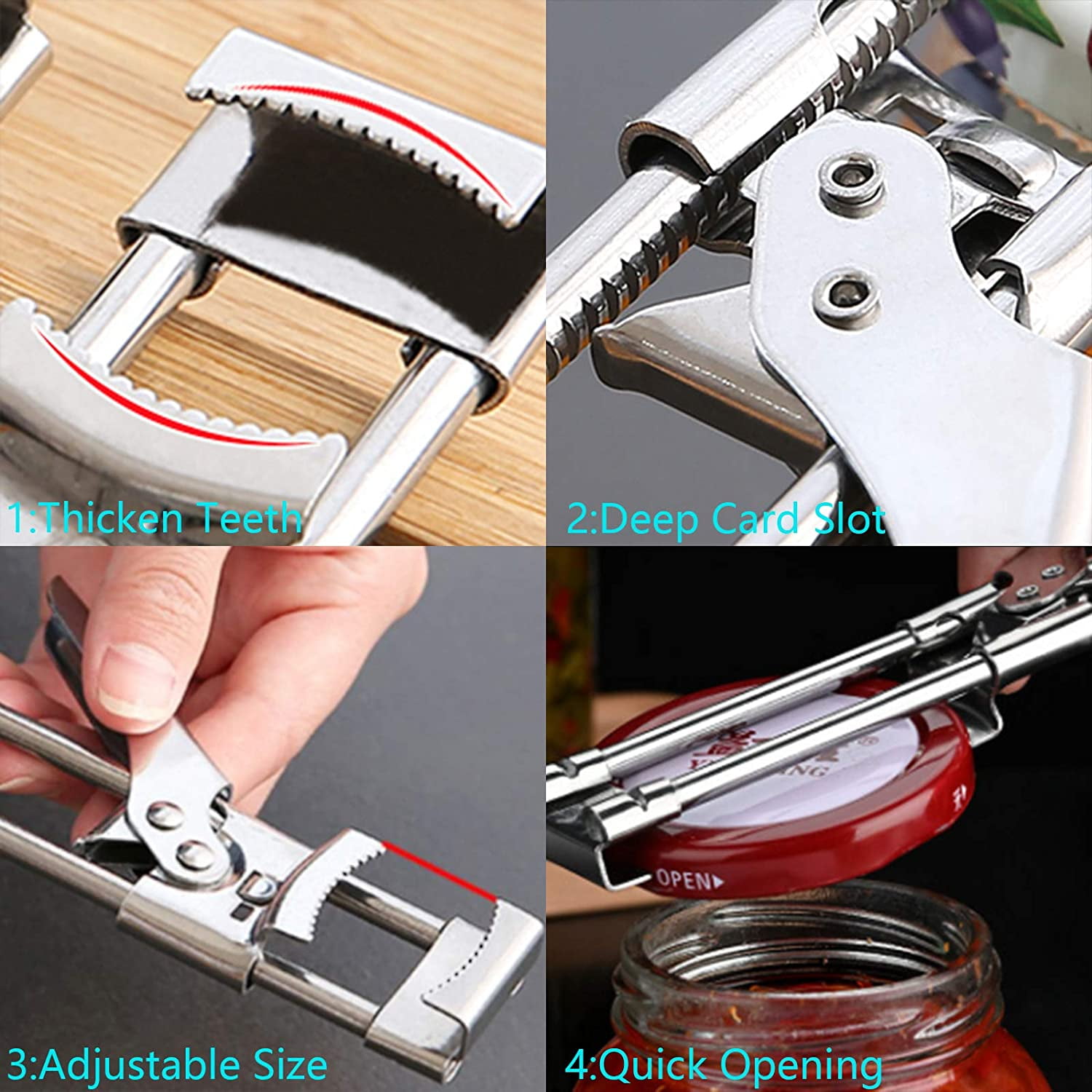  Ailsion Jar Opener,Adjustable Stainless Steel Can Opener Bottle  Opener,Gripper,Manual Bottle Opener,Portable Kitchen Accessories (2,Small  size) : Home & Kitchen