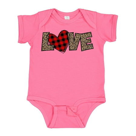 

Inktastic Love in Red Plaid and Leopard Print Boys or Girls Baby Bodysuit