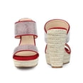 thumbnail image 5 of BLISSFUL STEP Platform Rhinestones Dual Strap Espadrille Wedge Sandals for Women, 5 of 5
