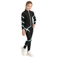 thumbnail image 3 of iixpin Kids Girls Figure Ice Skating Gym Training Suit Skating Jacket with Leggings 2 Pcs Set Light Blue 12, 3 of 7