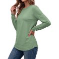 thumbnail image 3 of MOSHU 3 Pack Pullover Sweatshirts for Women Crew Neck Long Sleeve Shirts Casual Loose Fit Sweatshirts Curved Hem Tunic Tops, 3 of 9