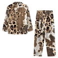 thumbnail image 4 of SCRAWLGOD Fur Leopard Cow Print 2 Piece Mens Pajamas Set, Wrinkle-Free Soft Notched Collar Pajamas for Men, Long Sleeve Mens Sleepwear with Pockets & Elastic Band, XXL, 4 of 6