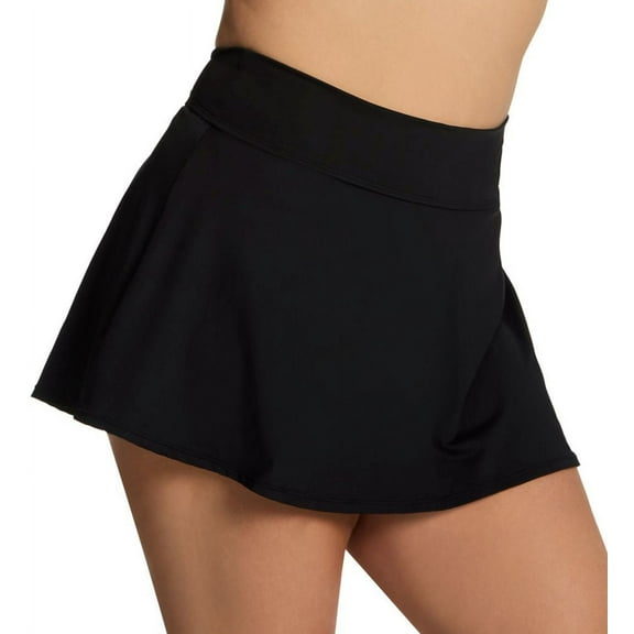 Women's Anne Cole PB41401 Plus Size Live In Color Rock Skirt Swim Bottom (Black 24W)