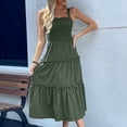 thumbnail image 7 of Timegard Sundresses for Women Sleeveless Ruffle Square Neck Solid Color Summer Beach Casual Dress Smocked, 7 of 7