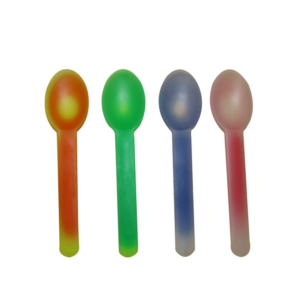 24 Color Changing Spoons. Multi Colored Plastic Party Favor Spoons