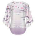 thumbnail image 6 of Japanese Ukiyo-E Cherry Blossoms Women's V-Neck Blouse With 3/4 Ruffled Bell Sleeves Casual Top Ladies Blouses, 6 of 7