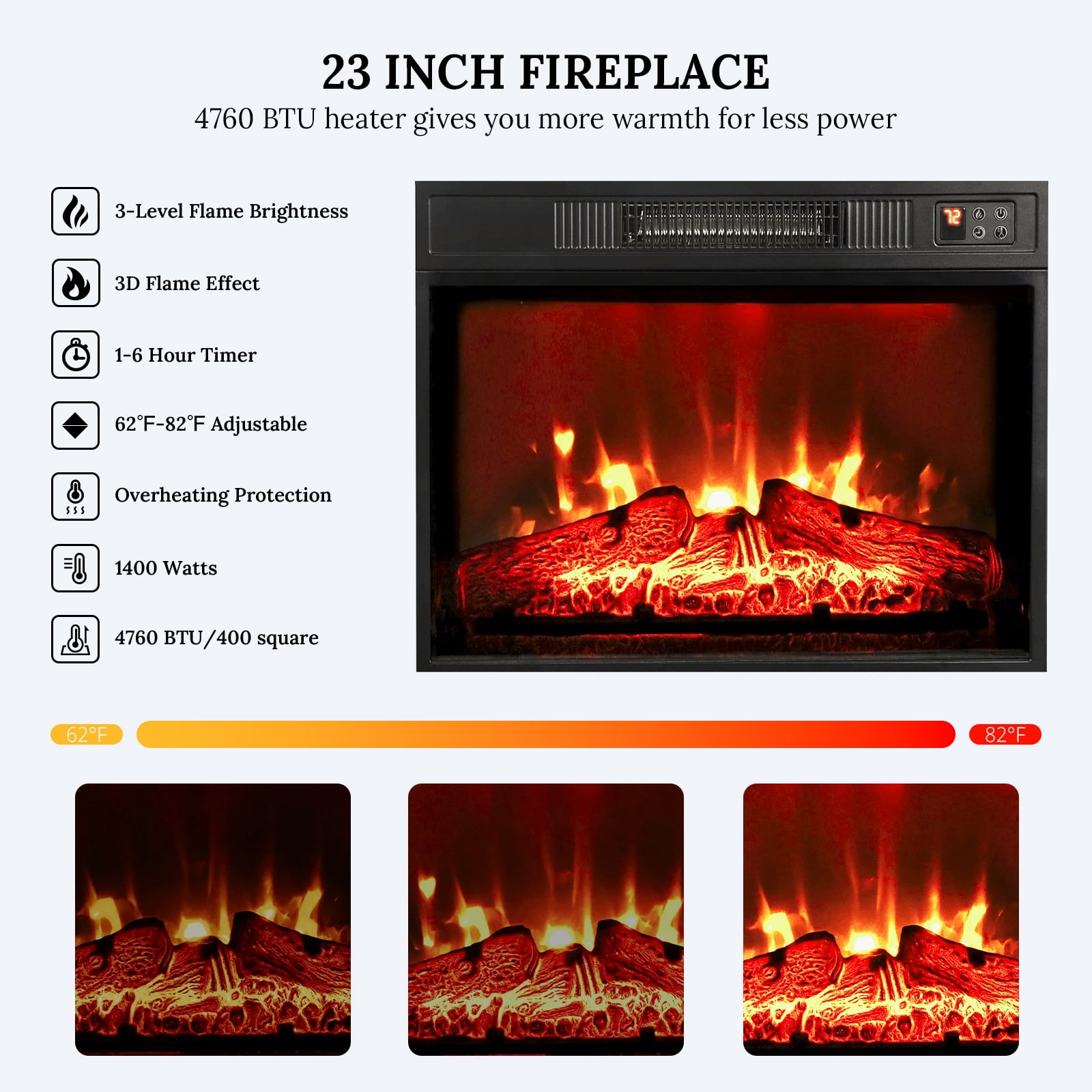 LGHM 71" Electric Fireplace TV Stand with Mantel, Farmhouse Entertainment Center for TVs up to 80" with  LED Light, White & Brown