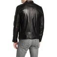 thumbnail image 2 of Men's Genuine Black Lambskin Leather Jacket Slim fit Motorcycle jacket A711, 2 of 3