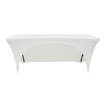 Your Chair Covers - Stretch Spandex 6 Ft Open Back Rectangular Table Cover White for Wedding, Party, Birthday, Patio, etc.