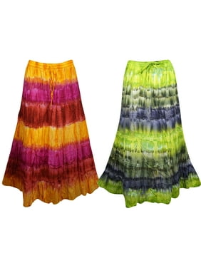 Mogul Starlight Tye Dye Cotton Long Free Flow Skirts