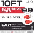 thumbnail image 2 of Iron Forge Cable Outdoor Extension Cord - 16/3 SJTW Durable Green Extension Cable with 3 Prong Grounded Plug for Safety - Great for Christmas Lights and Major Appliances (1, 10 Foot Candy Cane), 2 of 6
