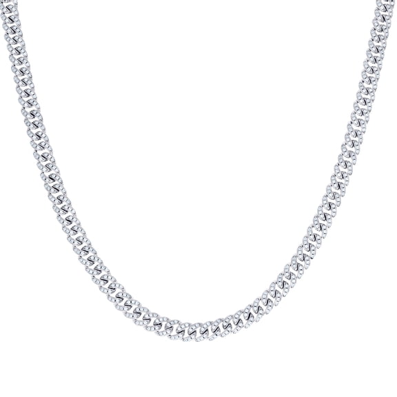 925 Sterling Silver 5.43ct Moissanite Comfort Curb Chain 6mm Necklace 24 Inch Chain Necklace for Women and Men