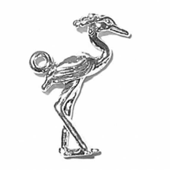 Sterling Silver 30" .8mm Box Chain 3D Heron Crane Bird Pendant Necklace