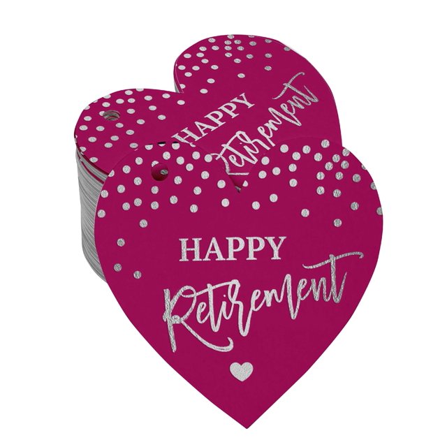 Inkdotpot Happy Retirement Bottle Tag Real Silver Foil Favor Hang Tag 100 Pack