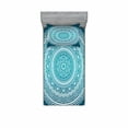 thumbnail image 2 of Turquoise Ombre Bedding Set with Sheet & Covers, Mandala Medallion Starry Design with Flower in Middle Art, Printed Bedroom Decor 2 Shams, 4 Sizes, Dark Turquoise, by Ambesonne, 2 of 3
