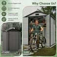 thumbnail image 5 of Sylviera 6x6FT Resin Outdoor Storage Shed with Floor, All-Weather Waterproof Plastic Garden Shed for Backyard, Heavy-Duty Storage Shed for Tools, Bikes & Lawn Equipment, 5 of 8