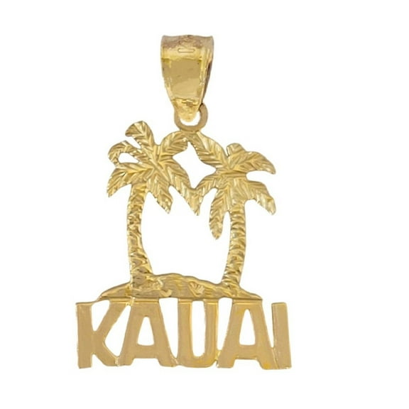 14k Yellow Gold Kauai Island Palm Tree Pendant