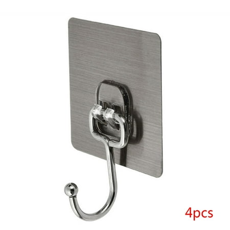 

4 Pcs/Set Stainless Steel Adhesive Mini Hooks Punch-free Kitchen Bathroom Sticky Wall Hanger Holder