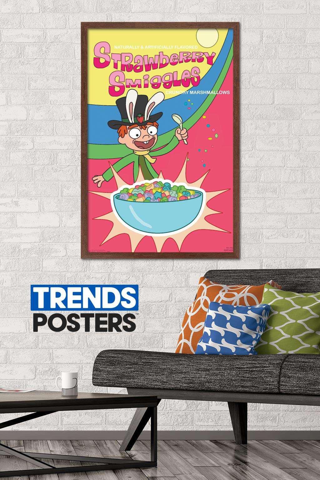 Rick And Morty - Strawberry Smiggles Wall Poster, 22.375" x 34", Framed